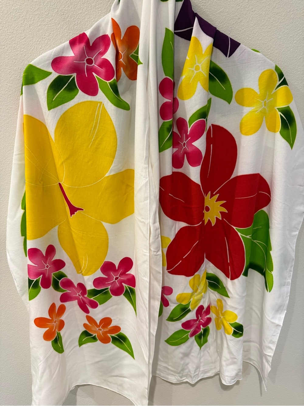Vibrant Floral Sarong Cover-Up in White with Colorful flowers